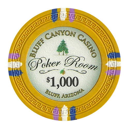 Bluff Canyon 13.5 Gram Clay Poker Chips in Rolling Aluminum Case - 1000 Ct.