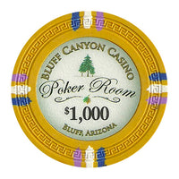 Fichas de póquer de arcilla Bluff Canyon de 13,5 gramos en caja de aluminio estándar - 1000 ct.