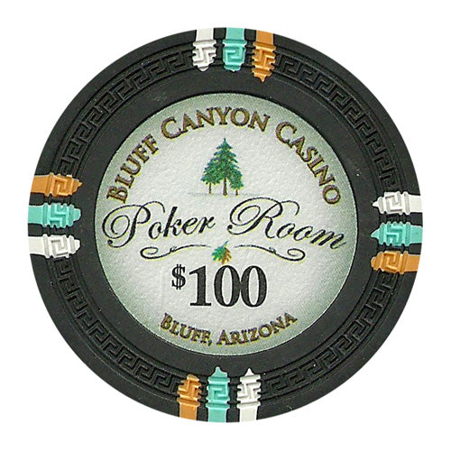 Fichas de póquer de arcilla Bluff Canyon de 13,5 gramos en estuche de aluminio con ruedas - 1000 ct.