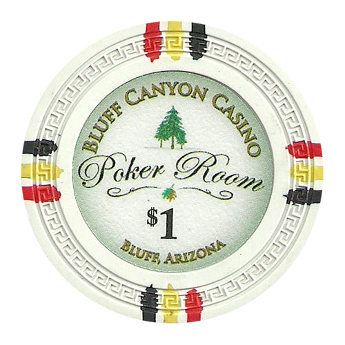 Fichas de póquer de arcilla Bluff Canyon de 13,5 gramos en caja de madera de nogal - 500 ct.