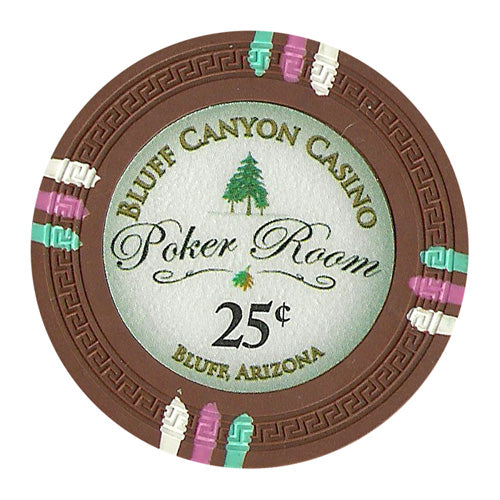 Fichas de póquer de arcilla Bluff Canyon de 13,5 gramos en carrusel de madera - 200 ct.
