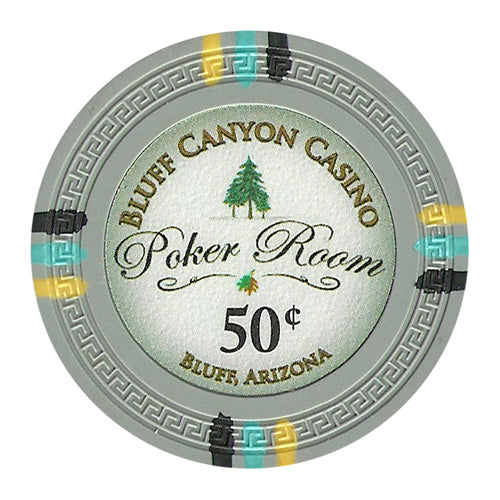 Fichas de póquer de arcilla Bluff Canyon de 13,5 gramos en carrusel de madera - 300 ct.