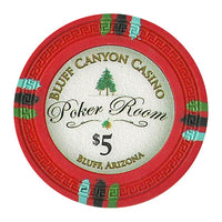 Fichas de póquer de arcilla Bluff Canyon de 13,5 gramos en soporte acrílico - 1000 ct.