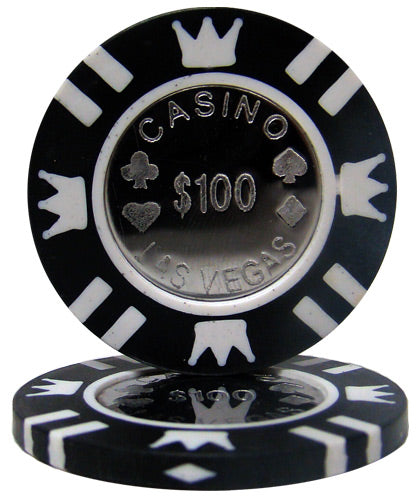 Fichas de póquer de arcilla de 15 gramos con incrustaciones de monedas en caja de madera de caoba negra - 500 u.