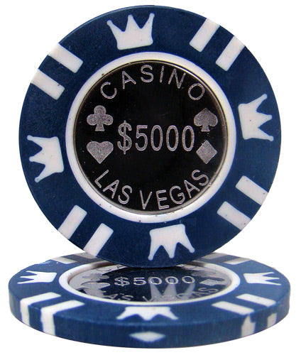 Fichas de póquer de arcilla de 15 gramos con incrustaciones de monedas en estuche de madera brillante - 500 u.