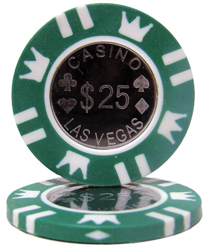 Fichas de póquer de arcilla de 15 gramos con incrustaciones de monedas en caja de aluminio estándar - 1000 ct.