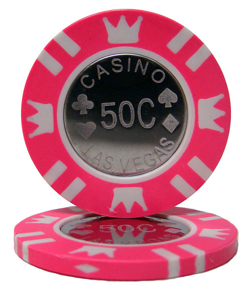 Fichas de póquer de arcilla de 15 gramos con incrustaciones de monedas en estuche de madera brillante - 500 u.