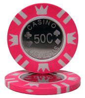 Coin Inlay 15 Gram Clay Poker Chips in Wood Black Mahogany Case - 500 Ct.