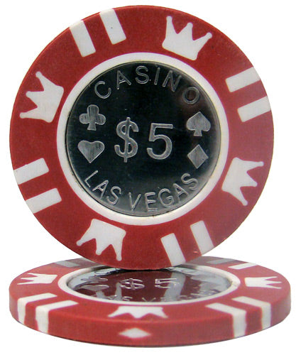 Coin Inlay 15 Gram Clay Poker Chips in Wood Walnut Case - 500 Ct.