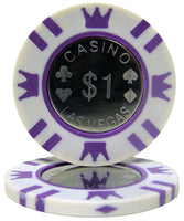 Fichas de póquer de arcilla de 15 gramos con incrustaciones de monedas en caja de aluminio - 600 u.