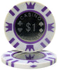 Fichas de póquer de arcilla de 15 gramos con incrustaciones de monedas en caja de madera de nogal - 500 u.