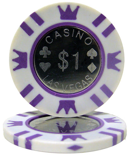 Fichas de póquer de arcilla de 15 gramos con incrustaciones de monedas en estuche de aluminio con ruedas - 1000 ct.