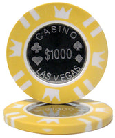 Coin Inlay 15 Gram Clay Poker Chips in Acrylic Carrier - 600 Ct.