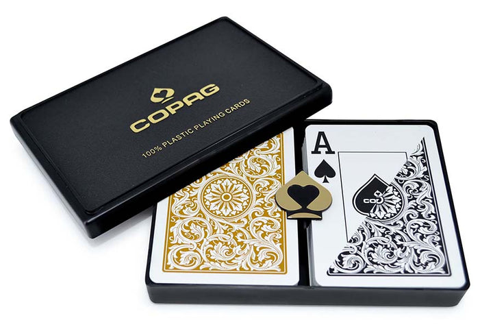 Copag 1546 Black Gold Poker Size Jumbo Index Double Deck Set- 12 Sets