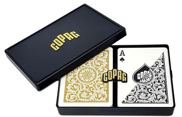 Copag 1546 Black Gold Poker Size Regular Index Double Deck Set- 12 Sets