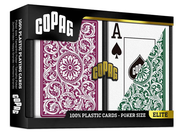Copag 1546 Green Burgundy Poker Size Jumbo Index - Packaged