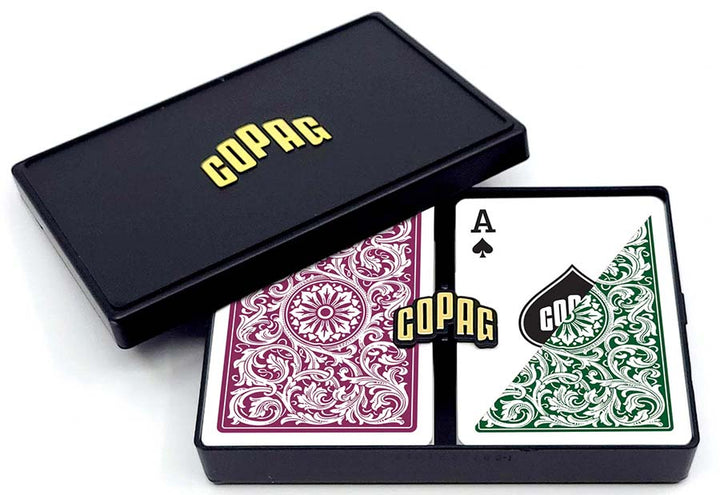 Copag 1546 Green Burgundy Poker Size Regular Index Double Deck Set- 12 Sets