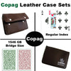 Copag 1546 Green Burgundy Bridge Size Regular Index Double Deck In Leather Case