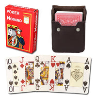 Modiano Cristallo Red Poker Size Jumbo 4 PIP Index In Leather Case