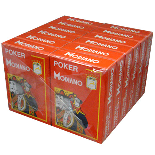 Modiano Cristallo Red Poker Size Jumbo 4 PIP Index Single Deck