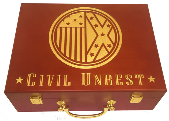 Custom Engraved With Gold Color - Civil Unrest - 500 Capacity Mahogany Wood Poker Case