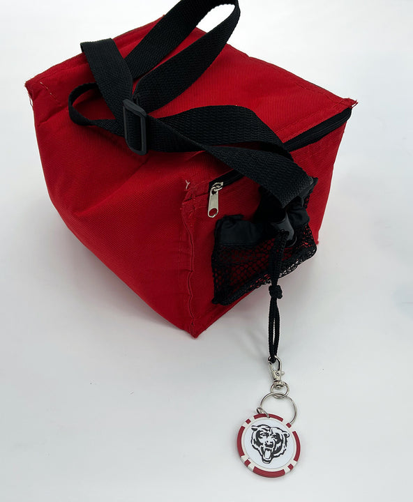 Custom Poker Chip Keychain Attached To Bag
