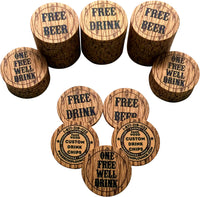 Personalized Drink Tokens Faux Wood Style Top Stack Shot