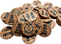 Custom Drink Tokens Faux Wood Style Front Shot 2nd
