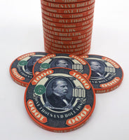 Dead Presidents Custom Ceramic Poker Chips - Orange $1000