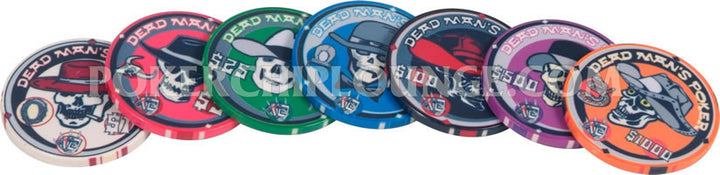 Dead Man's Series 10 Gram Ceramic Custom Poker Chip Sample Pack - 8 chips