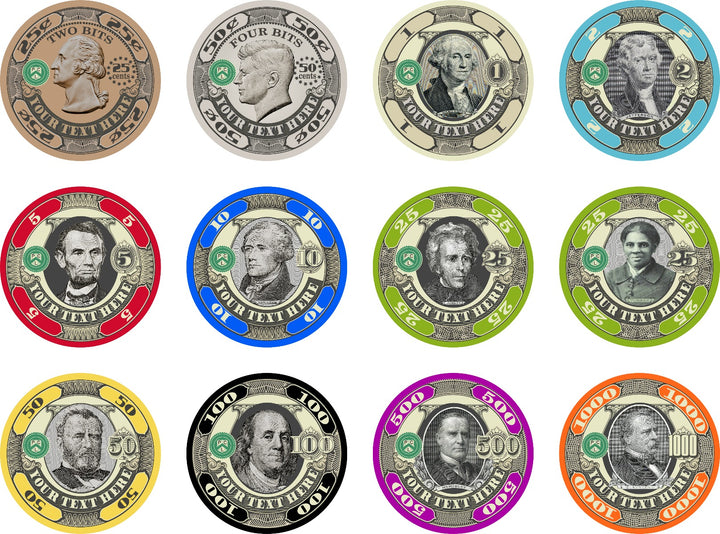 10 Gram Ceramic Custom Poker Chips - Semi Custom - Dead Presidents