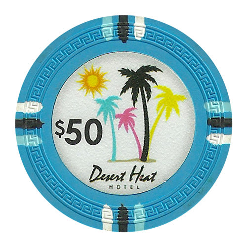 Desert Heat 13.5 Gram Clay Poker Chips in Wood Carousel - 300 Ct.