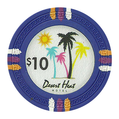 Desert Heat - Fichas de póquer de arcilla de 13,5 gramos en caja de madera de caoba negra - 500 ct.