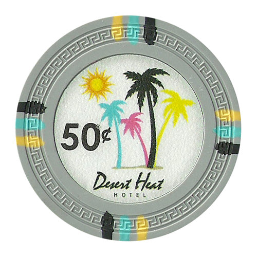 Desert Heat 13.5 Gram Clay Poker Chips in Wood Carousel - 300 Ct.