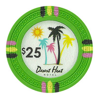 Desert Heat 13.5 Gram Clay Poker Chips in Wood Hi Gloss Case - 500 Ct.
