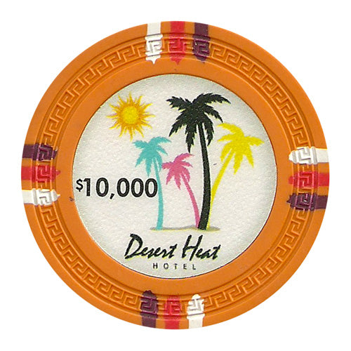 Desert Heat - Fichas de póquer de arcilla de 13,5 gramos en carrusel de madera - 200 u.