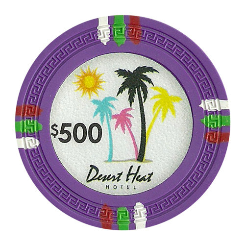 Desert Heat 13.5 Gram Clay Poker Chips in Wood Carousel - 200 Ct.