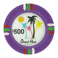 Fichas de póquer de arcilla Desert Heat de 13,5 gramos en estuche de aluminio negro - 500 u.