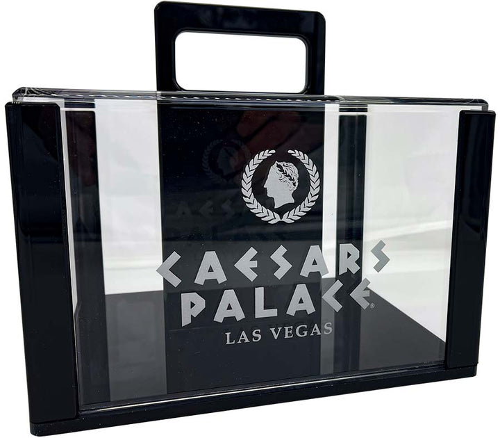 Custom Engraved 600 Capacity Acrylic Poker Chip Carrier - Corner View