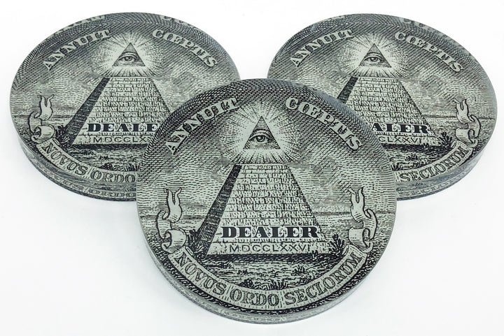 Eye of Providence Crystal Poker Dealer Button - Three Button Layout
