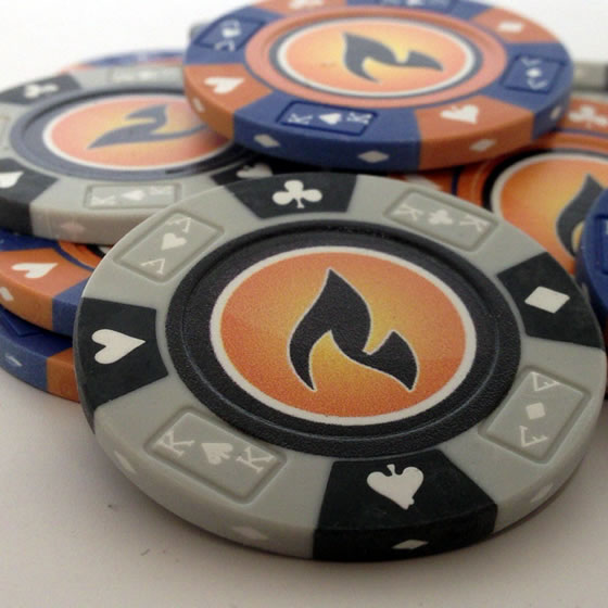 Custom Printed Aluminum Poker Chip Set with 14 Gram Clay Ace King & Suits Poker Chips - 200 Chips