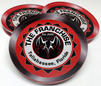 Custom Crystal Glass Poker Dealer Buttons & Coasters - The Franchise