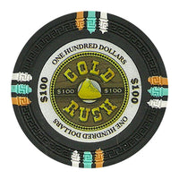 Fichas de póquer de arcilla Gold Rush de 13,5 gramos en caja de madera de caoba - 750 ct.