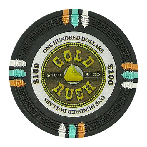 Fichas de póquer de arcilla Gold Rush de 13,5 gramos en bandejas acrílicas - 200 ct.
