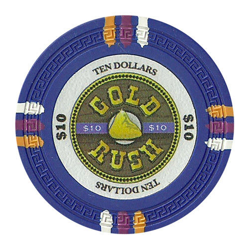 Fichas de póquer de arcilla Gold Rush de 13,5 gramos en soporte acrílico - 1000 ct.