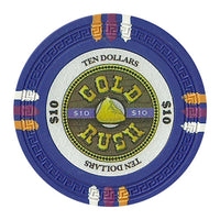 Fichas de póquer de arcilla Gold Rush de 13,5 gramos en estuche de madera brillante - 500 u.