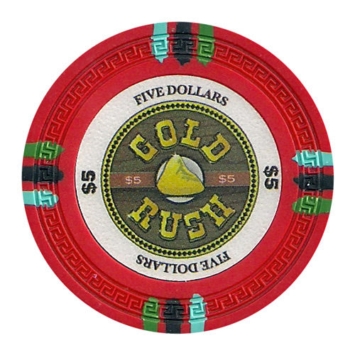 Gold Rush 13.5 Gram Clay Poker Chips in Wood Mahogany Case - 750 Ct.