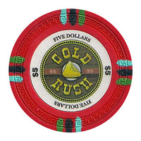 Fichas de póquer de arcilla Gold Rush de 13,5 gramos en caja de madera de nogal - 300 ct.
