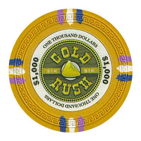 Fichas de póquer de arcilla Gold Rush de 13,5 gramos en bandejas acrílicas - 200 ct.