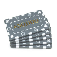 Rectangular $50000 Gray Poker Plaques - Qty 5